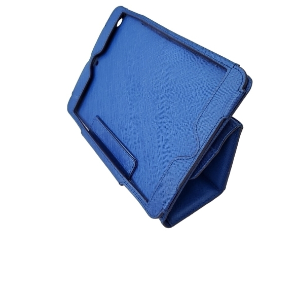 Michael Kors Blue Saffiano Leather Ipad Mini Stand Case Clutch - Picture 4 of 11